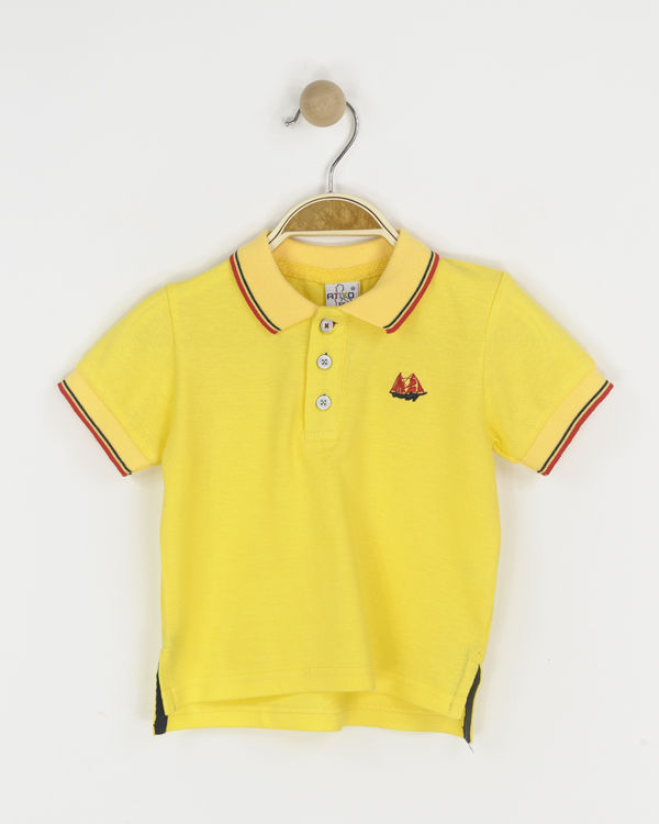 Picture of YF549 100% COTTON POLO SHIRT YELLOW / BLUE